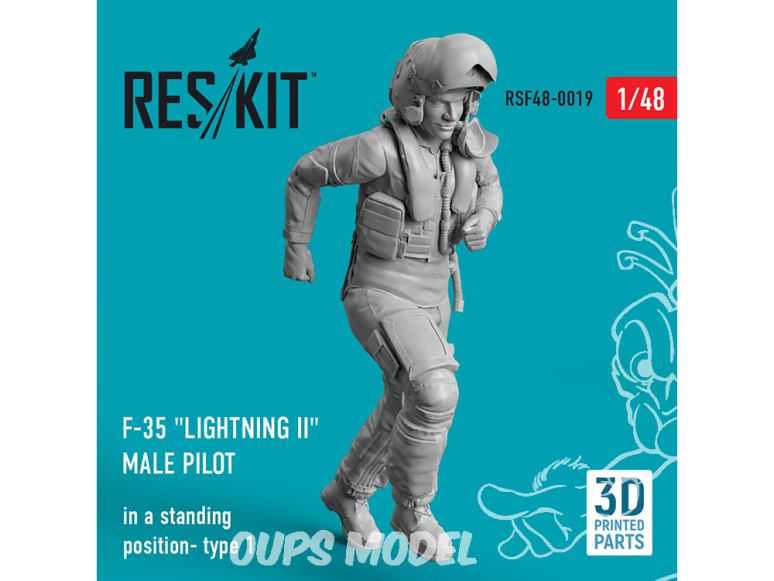 ResKit kit Figurine RSF48-0019 Pilote masculin du F-35 "Lightning II" (en position debout - type 1) imprimé en 3D 1/48