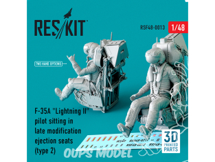 ResKit Figurine RSF48-0013 Pilote du F-35A Lightning II assis dans sièges éjectables de modification tardive type 2 en 3D 1/48