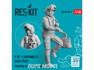 ResKit Figurine RSF48-0014 Pilote masculin du F-35 « Lightning II » debout sur une échelle (Type 1) imprimé en 3D 1/48