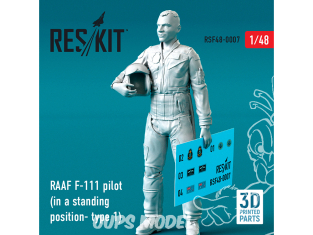 ResKit Figurine RSF48-0007 Pilote RAAF F-111 (en position debout - type 1) imprimé en 3D 1/48
