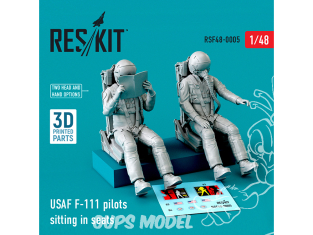 ResKit Figurine RSF48-0005 Pilotes de l'USAF F-111 assis dans des sièges 2 pièces imprimé en 3D 1/48