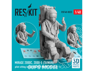 ResKit Figurine RSF48-0023 Pilote de Mirage 2000C, 2000-5 (TAIWAN) assis dans un siège éjectable MB Mk.10Q (Type 1) 1/48