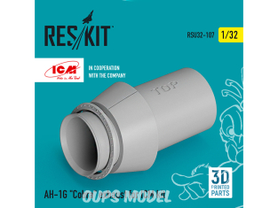 ResKit amelioration RSU32-0107 Pot d'échappement AH-1G "Cobra" pour kit ICM imprimé en 3D 1/32