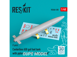 ResKit kit d'amelioration Avion RSU48-0305 Réservoir de carburant Centerline 650 gal avec pylônes pour F-105 "Thunderchief" 1/48