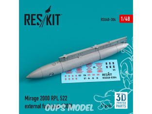 ResKit amelioration Avion RSU48-0303 Mirage 2000 RPL 541/542 réservoirs de carburant externes 2000lt 2 pcs impression 3D 1/48