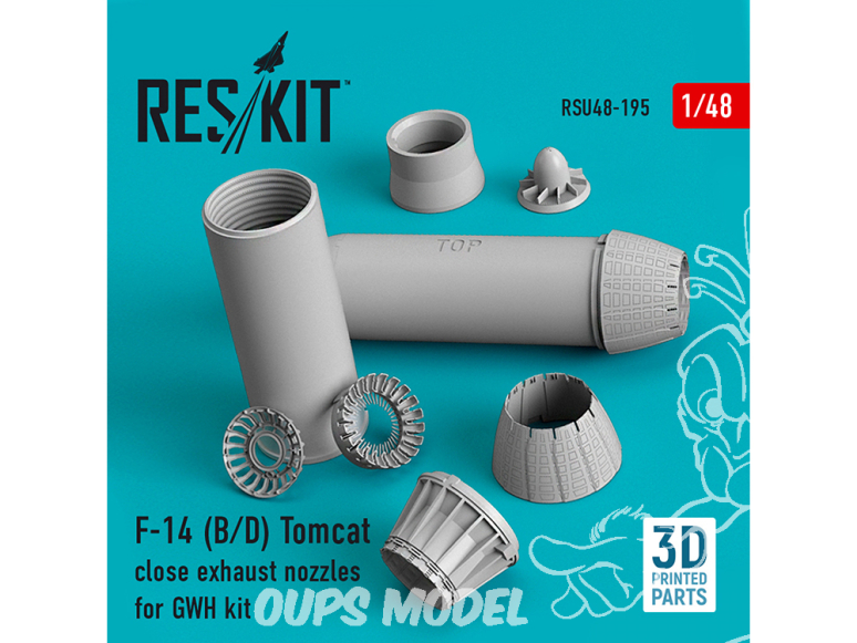 ResKit kit d'amelioration Avion RSU48-0195 F-14 (B,D) "Tomcat" buses d'échappement fermées pour kit GWH imprimé en 3D 1/48