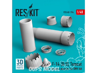 ResKit kit d'amelioration Avion RSU48-0194 F-14 (B,D) Buses d'échappement ouvertes "Tomcat" pour kit GWH imprimé en 3D 1/48