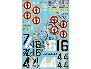 Frrom maquettes avions FR0X13 Décalques Breguet Alizé 1G France (2 appareils) - taille A7 1/72