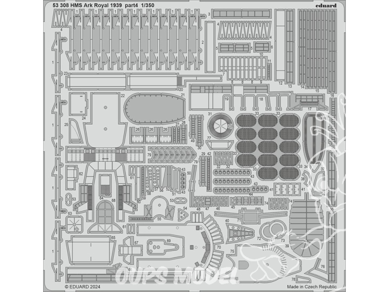 Eduard photodecoupe bateau 53308 Amélioration HMS Ark Royal 1939 Partie 4 I Love Kit 1/350