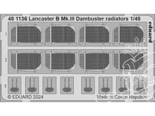 EDUARD photodecoupe avion 481136 Radiateurs Lancaster B Mk.III Dambuster Hk Models 1/48
