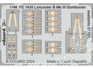 EDUARD photodecoupe avion FE1435 Harnais métal Lancaster B Mk.III Dambuster Hk Models 1/48