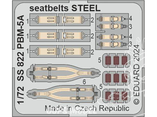 Eduard photodecoupe avion SS822 Harnais métal PBM-5A Academy 1/72