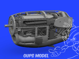 Eduard kit d'amelioration avion brassin Print 648982 Moteur droit P-38J Tamiya 1/48