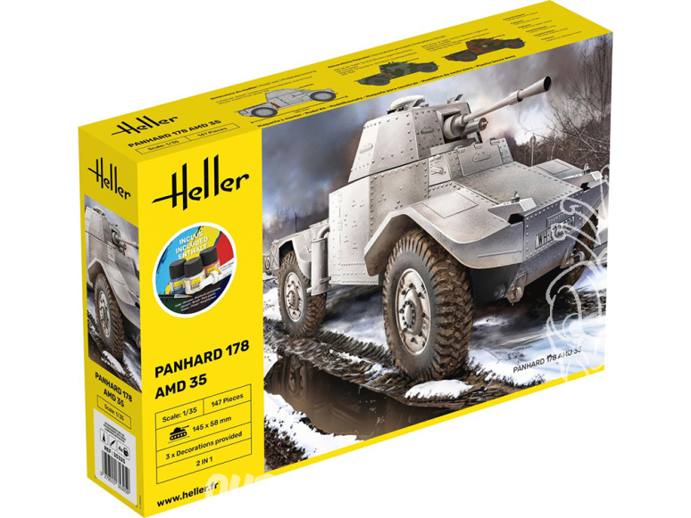 Heller maquette militaire 35325 STARTER KIT Panhard 178 inclus peintures principale colle et pinceau 1/35