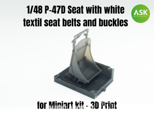 ASK Art Scale Kit accessoire A48007 Siège avec harnais textile blanc et boucles P-47D Mini Art 1/48
