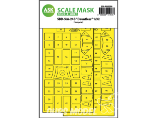 ASK Art Scale Kit Mask M32090 SBD-5A/24B "Dauntless" Trumpeter Recto Verso 1/32