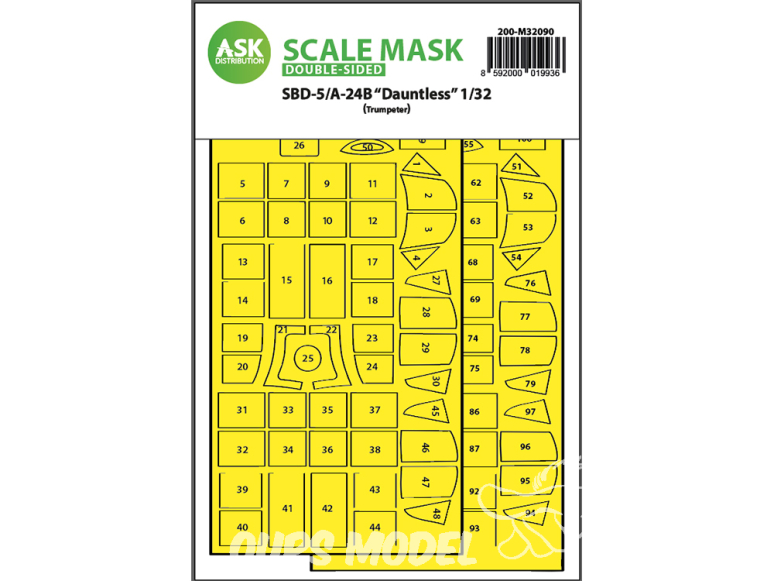 ASK Art Scale Kit Mask M32090 SBD-5A/24B "Dauntless" Trumpeter Recto Verso 1/32
