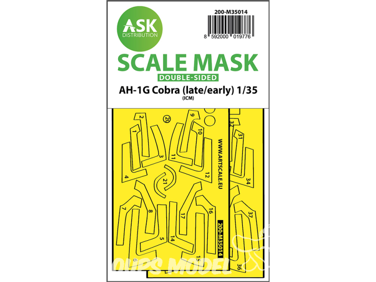 ASK Art Scale Kit Mask M35014 AH-1G Cobra (Late/Early) Icm Recto Verso 1/32