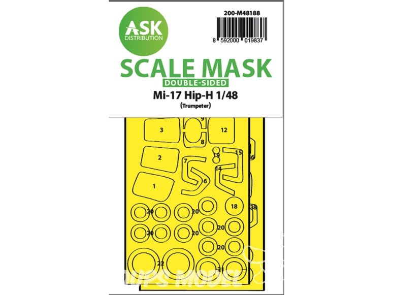ASK Art Scale Kit Mask M48188 Mi-17 Hip-H Trumpeter Recto Verso 1/48