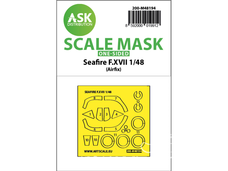 ASK Art Scale Kit Mask M48194 Seafire F.XVII Airfix Recto 1/48