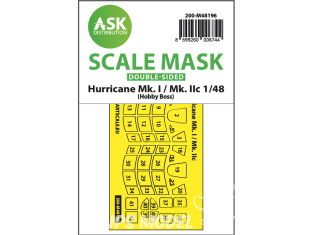 ASK Art Scale Kit Mask M48196 Hurricane Mk.I / Mk.IIc Hobby Boss Recto Verso 1/48