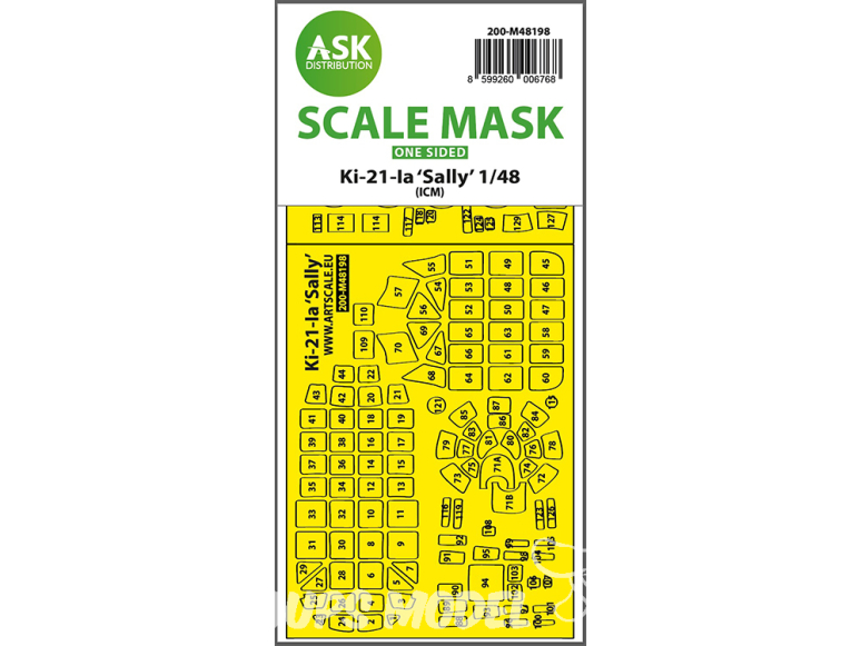 ASK Art Scale Kit Mask M48198 Ki-21-Ia "Sally" Icm Recto 1/48