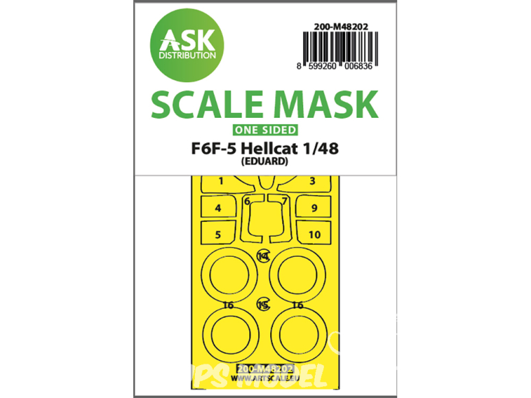 ASK Art Scale Kit Mask M48202 F6F-5 Hellcat Eduard Recto 1/48