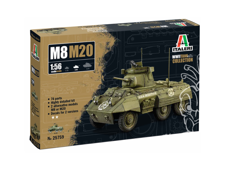 Italeri maquette militaire 25759 M8/M20 1/56 28mm