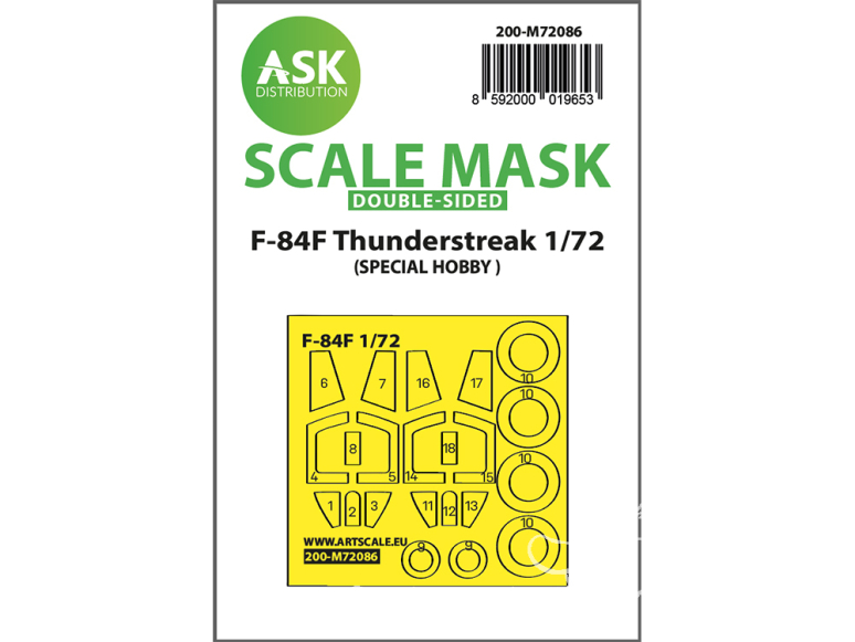 ASK Art Scale Kit Mask M72086 F-84F Thunderstreak Special Hobby Recto Verso 1/72