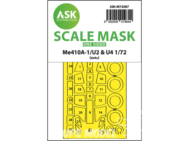 ASK Art Scale Kit Mask M72087 Messerschmitt Me410A-1/U2 & U4 Airfix Recto 1/72