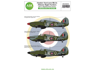 ASK Art Scale Kit Décalcomanies D32030 Hawker Hurricane Mk.IIc Partie 4 - Albions Night Hunters 1/32