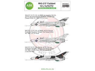 ASK Art Scale Kit Décalcomanies D32077 MiG-21F Fishbed Partie 2 - U.S. Air Force 4477th TES (TAC) Unit 1/32