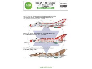 ASK Art Scale Kit Décalcomanies D32078 MiG-21F Fishbed Partie 4 - Israeli Air Force 101. Squadron 1/32