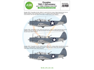 ASK Art Scale Kit Décalcomanies D32083 Douglas TBD-1 Devastator - Partie 1 - Battle of Midway 4 June 1942 1/32
