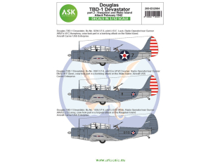 ASK Art Scale Kit Décalcomanies D32084 Douglas TBD-1 Devastator - Partie 2 - Kwajalein and Wake Island Attack February 1942 1/32