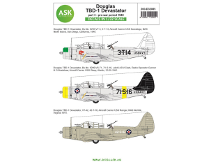 ASK Art Scale Kit Décalcomanies D32085 Douglas TBD-1 Devastator - Partie 3 - Pre-war period 1940 1/32