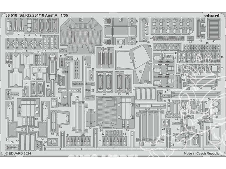 Eduard photodecoupe militaire 36518 Amélioration Sd.Kfz.251/18 Ausf.A Icm 1/35