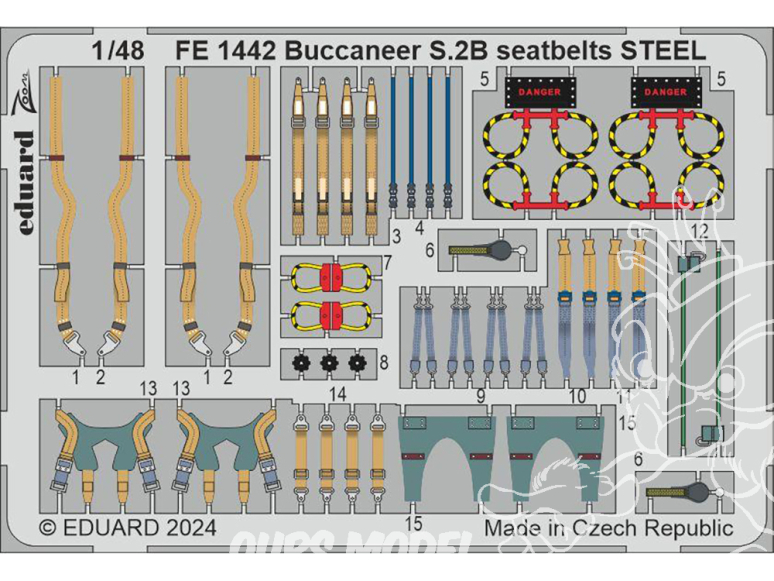 EDUARD photodecoupe avion FE1442 Harnais métal Buccaneer S.2B Guerre du Golfe Airfix 1/48