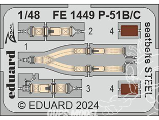 EDUARD photodecoupe avion FE1449 Harnais métal P-51B/C Eduard 1/48