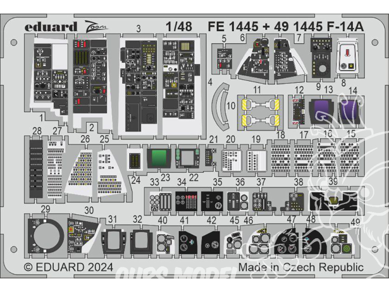 EDUARD photodecoupe avion FE1445 Zoom amélioration F-14A Great Wall Hobby 1/48