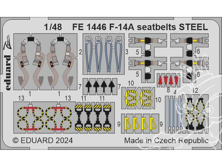 EDUARD photodecoupe avion FE1446 Harnais métal F-14A Great Wall Hobby 1/48
