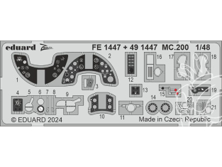 EDUARD photodecoupe avion FE1447 Zoom amélioration Macchi MC.200 Italeri 1/48