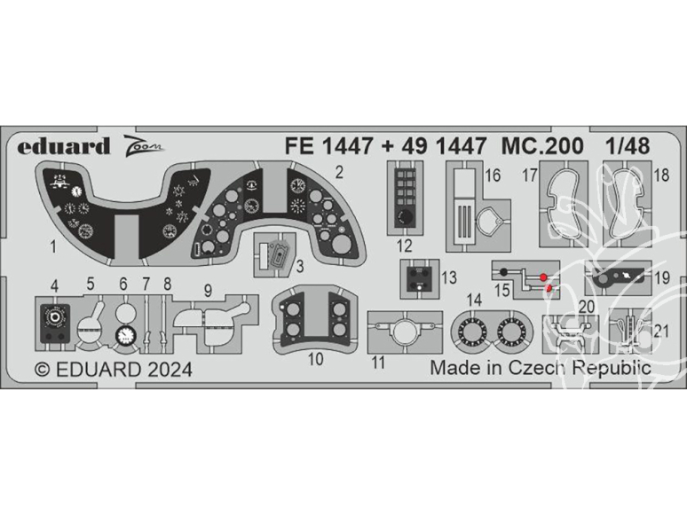 EDUARD photodecoupe avion FE1447 Zoom amélioration Macchi MC.200 Italeri 1/48