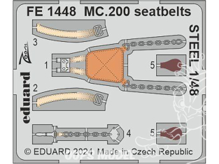 EDUARD photodecoupe avion FE1448 Harnais métal Macchi MC.200 Italeri 1/48