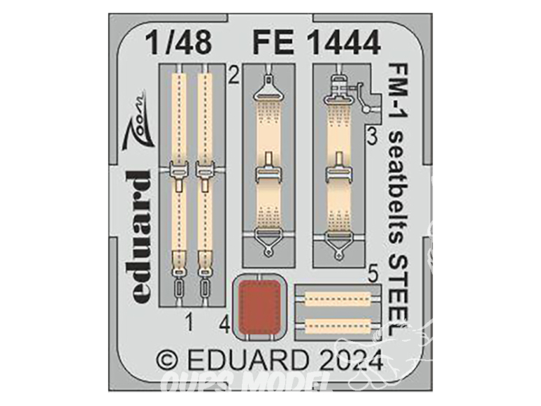 EDUARD photodecoupe avion FE1444 Harnais métal FM-1 Tamiya 1/48