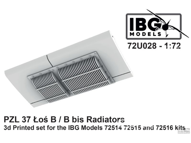 IBG maquette avion 72U028 Radiateur pour PZL 37 ŁOŚ B/B bis pour kit IBG 1/72