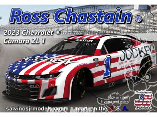 JR Models maquette voiture THC2023RCJ Trackhouse Racing 2023 Ross Chastain "Jockey' Patriotic Scheme