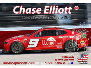 JR Models maquette voiture HMC2023CED Hendrick Motorsports Chase Elliott N°9 2023 Throwback LLumar