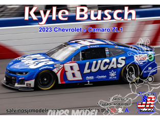 JR Models maquette voiture RCC2023KBL Richard Childress Racing Kyle Busch N°8 Lucas Oil 2023 Chevrolet Camaro
