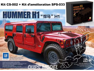 Lot Collector Meng maquette voiture CS-002 Hummer H1 + Kit d'amléioration SPS-033 1/24
